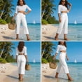 thumbnail image 6 of Linen Capri Pants Women 2026 Spring Summer Casual Lightweight Petite Elastic Waist Straight Leg Capris with Pockets White L, 6 of 8