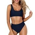 thumbnail image 1 of MKLEKYY Trajes De Baño Mujer 2 Piezas Women Two Piece Neck Bikini Crop Top High Cut Swimsuit Sporty High Waisted Bathing Suit With Bottoms, 1 of 5