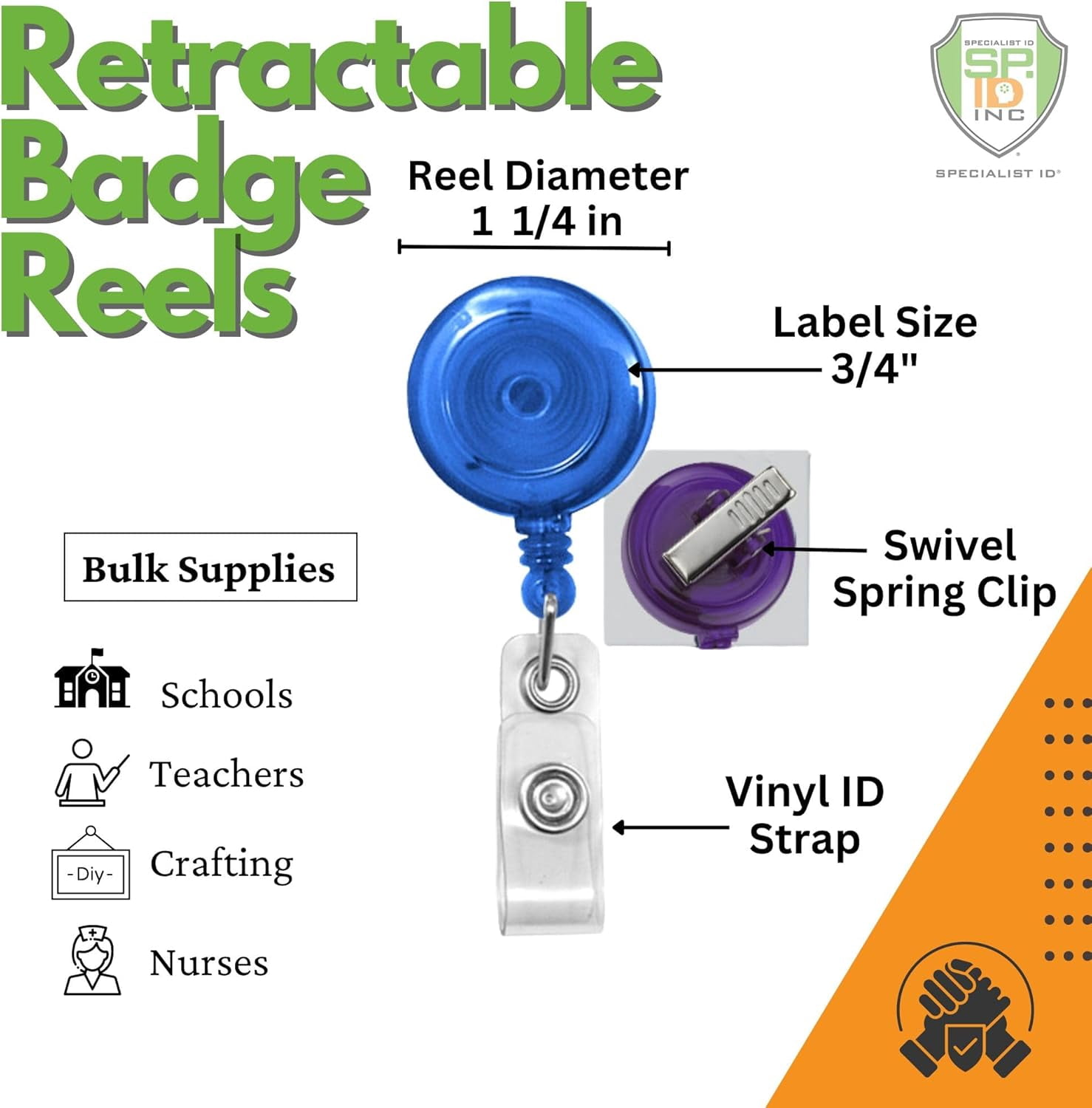 25 Pack - Translucent Retractable ID Badge Reels with Alligator Swivel Clip by Specialist ID (Royal Blue)