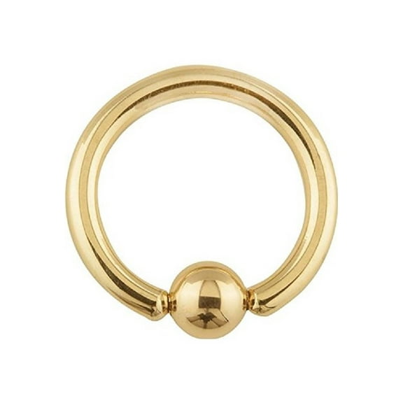 14G (1.6MM) 24K Gold Over Surgical Steel Captive Bead CBR/Hoop Ring 1 Piece (12MM) A/1/3/CBR-2/8