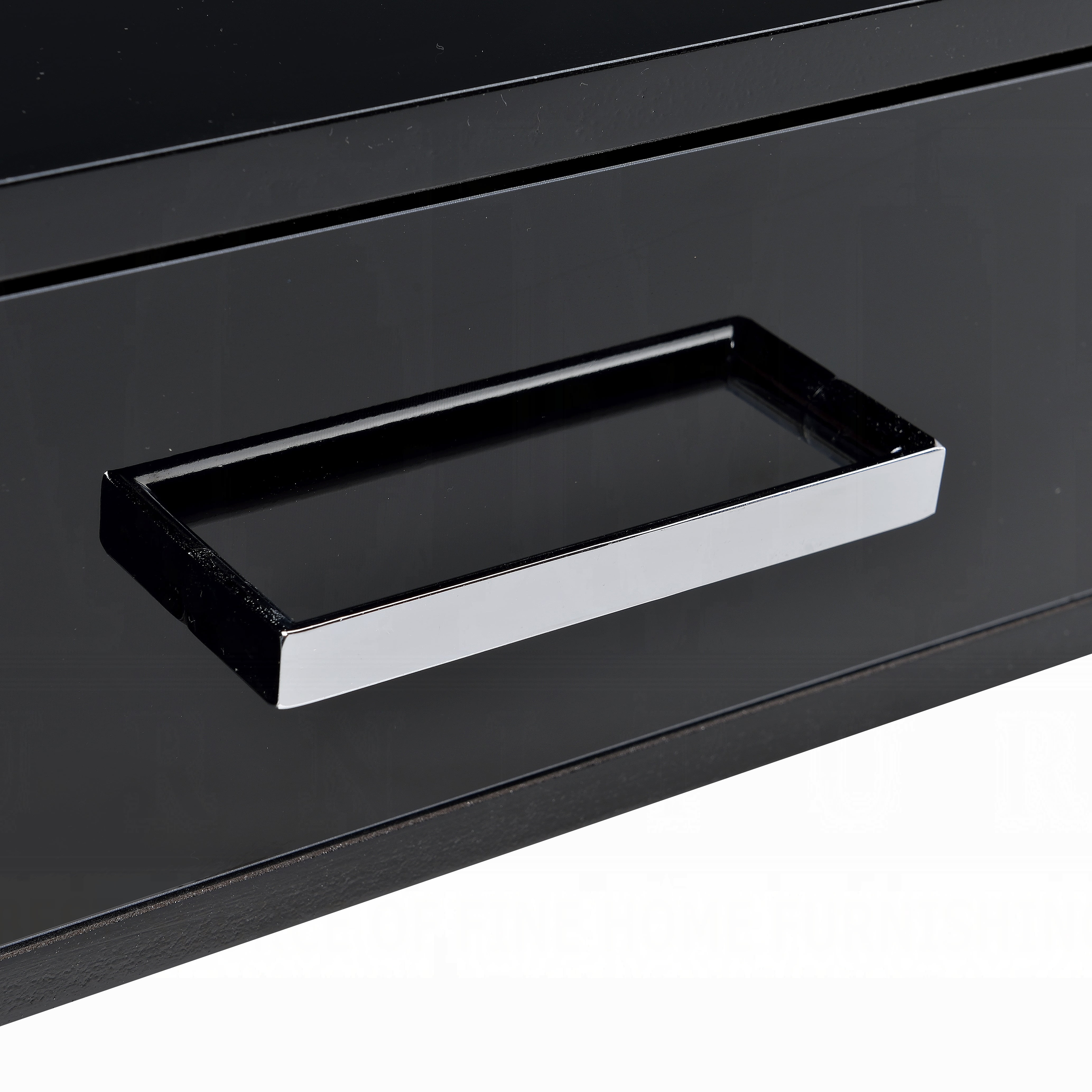 Astoutdoor Black High Gloss and Chrome 2-Drawer Writing Desk