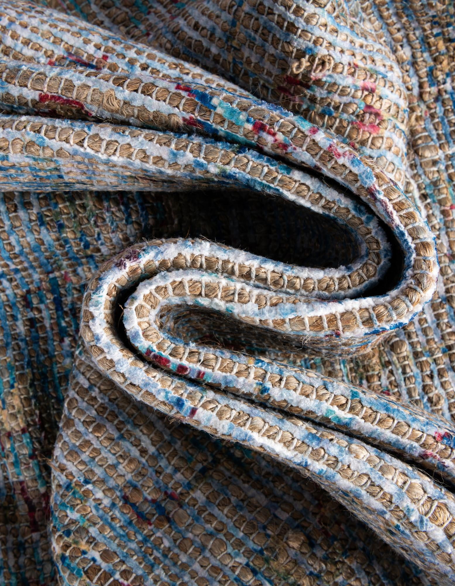 Unique Loom Chenille Jute Collection Area Rug - Laxmi (7' 10" Square Teal blue/Green)