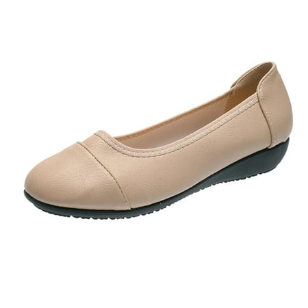 

Pimfylm Loafers Women Heels Lug Sole Slip-ons Chain Round Toe Uniform Dress Shoes Khaki 8