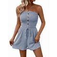 thumbnail image 3 of Combinaison Courte Imprimée Sans Bretelles pour Femmes, Tenue de Plage une Pièce Bleue TG, 3 of 8