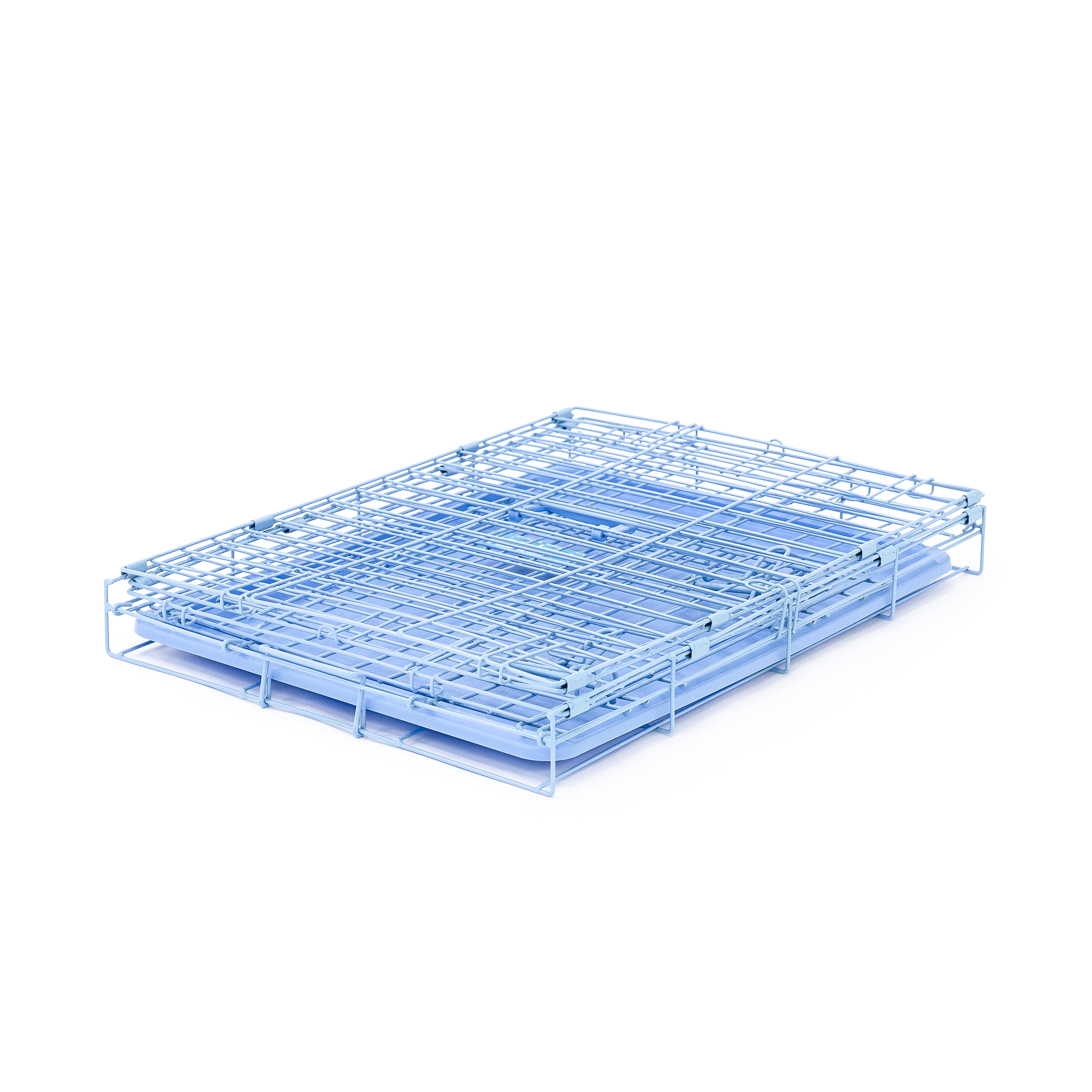 Carlson Pet Products Compact Deluxe Metal Dog Crate with Pan, Blue, Small, 24"L
