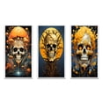 thumbnail image 2 of Designart "Funky Halloween Smiling Orange Mushroom Skull I" Skull Framed Wall Art Set Of 3 - Orange Modern Frame Canvas Set For Living Room Decor, 2 of 6
