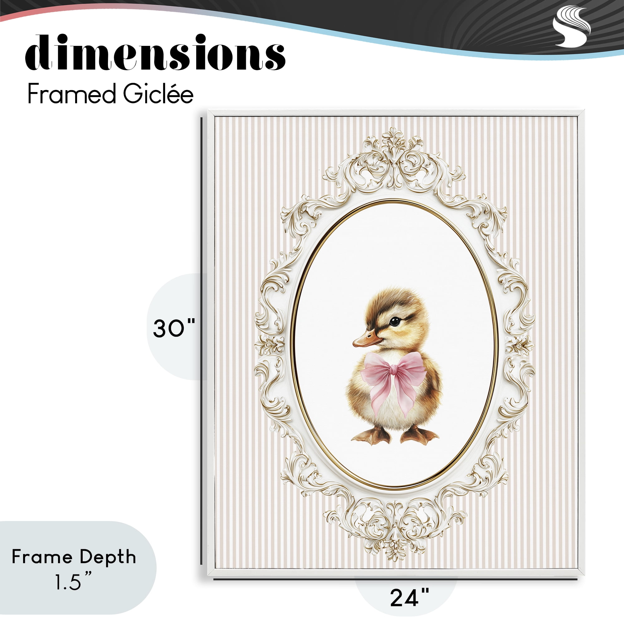 Stupell Industries Spring Gingham Baby Duck White Framed Giclee Art, design by Christine Simpson Art