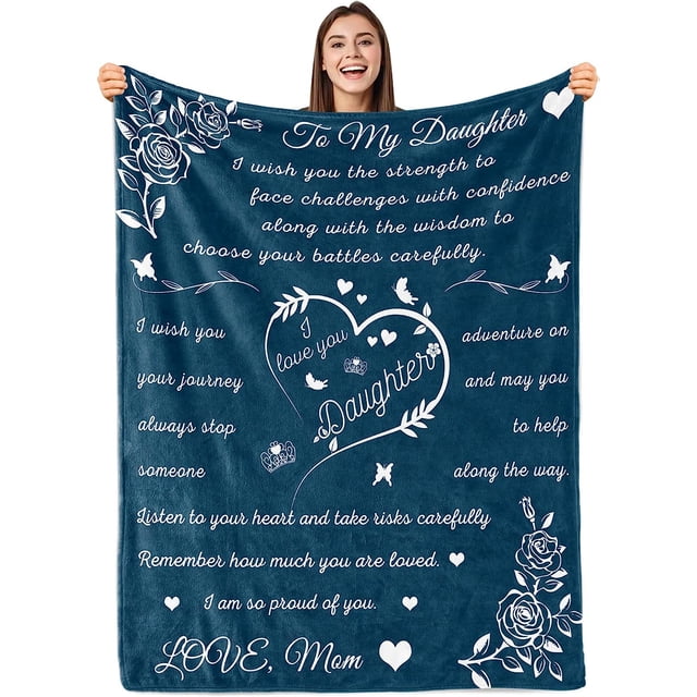 LHSHID Daughter Blanket Gift Daughter Blankets from Mom Birthday for Daughter from Dad I Love You Daughter Presents to Daughter Daughter Soft Flannel Throw Blanket 30"x40"