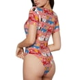 thumbnail image 3 of Daiia Cartoon with Traffic Elements print Women's Crew Neck Short Sleeve Bodysuit Fashion Tops Fit Casual Basic Extender Bodysuit-X-Large, 3 of 9
