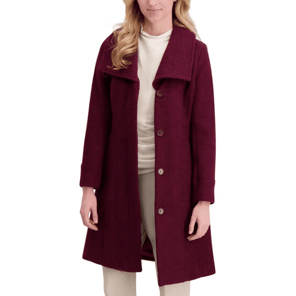 Kenneth Cole Women's Wool Blend Coat Dark Red Medium