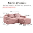 thumbnail image 4 of Pink Corduroy L-Shaped Sectional Sofa with Ottoman, No Assembly Cloud Couch, Deep Seat Modern Boneless Sofa for Living Room, 4 of 11