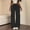 Black women wide leg cargo pants a1, variant on Women's Wide Leg Cargo Pants with Pockets Elastic Waist Casual Solid Streetwear Lounge Pants Long Trousers for Party Athletic Baggy Fall Winter Outfits, Black 2XL