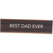 aahs!! Engraving Best Dad Ever Nameplate Style Desk Sign - Brown & Gold