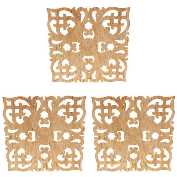3X Fuente de la Etiqueta de Madera Estilo Europeo Accesorios de Talla de Madera Real de Apliques Y Al Por Menor Tallado En Madera
