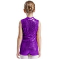 thumbnail image 4 of iiniim Kids Girls Sequins Sleeveless Short Jumpsuit Ballet Dance Biketard Gymnastics Leotard Unitard Purple 12, 4 of 6