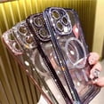 thumbnail image 3 of Design for iPhone 14 Case Compatible with Magsafe,Bling Rhinestones Glitter Clear Case Magnetic with Camera Lens Cover Protective Slim Phone Cover (6.1 inch)-Black, 3 of 7