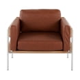 thumbnail image 4 of LumiSource White Metal, Natural Wood, Camel PU Kari Accent Chair, 4 of 7