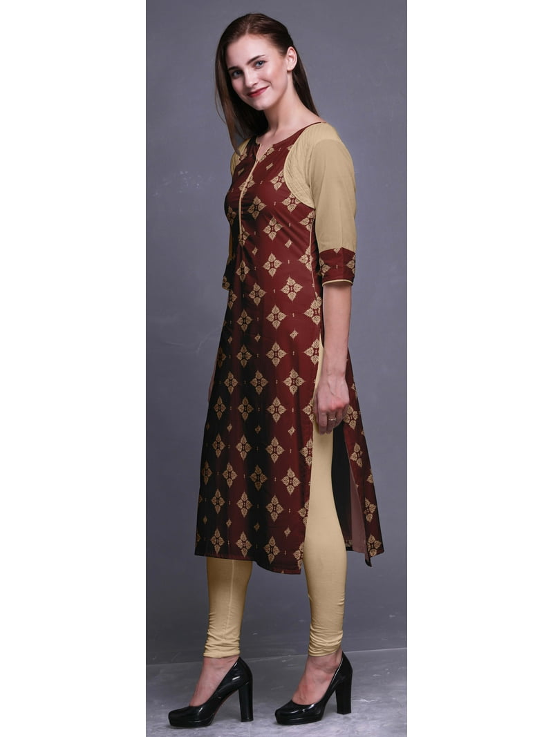 Bimba Cotton Printed Long Kurti Dress Straight Tunic Dresses For Women  Indian Top-X-Small - Walmart.com