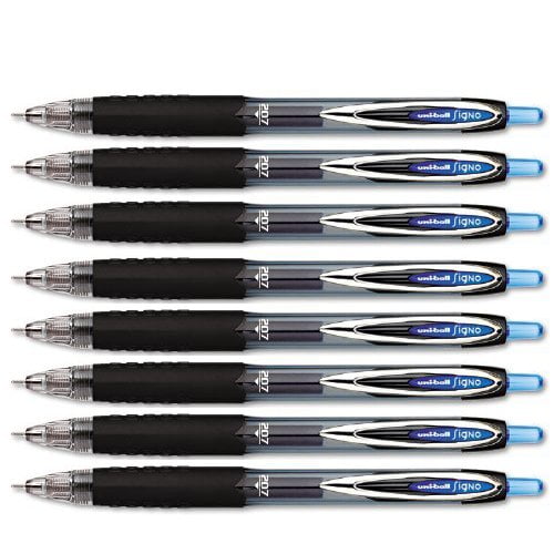 Uni-ball 207 Needle Retractable Medium Point Gel Pens, 8 Blue Ink Pens