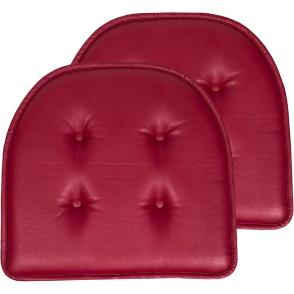 CHSP Chair Cushion Memory Foam Pads Tufted Slip Non Skid Rubber Back U-Shaped 17" x 16" Seat Cover, 6 Pack, Faux Leather Chocolate Brown