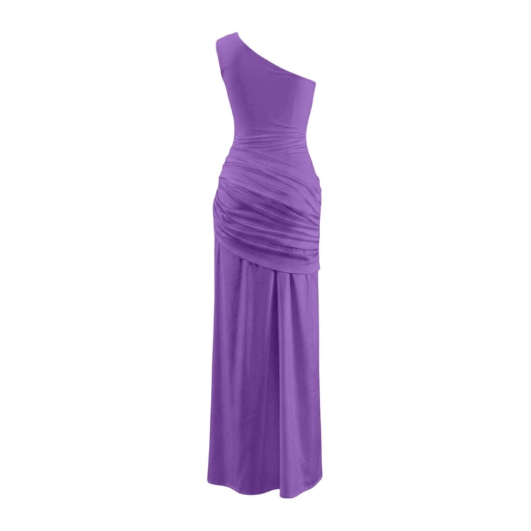 asymmetrical satin dress with side slits Asymmetrical satin dress with side slits - Women