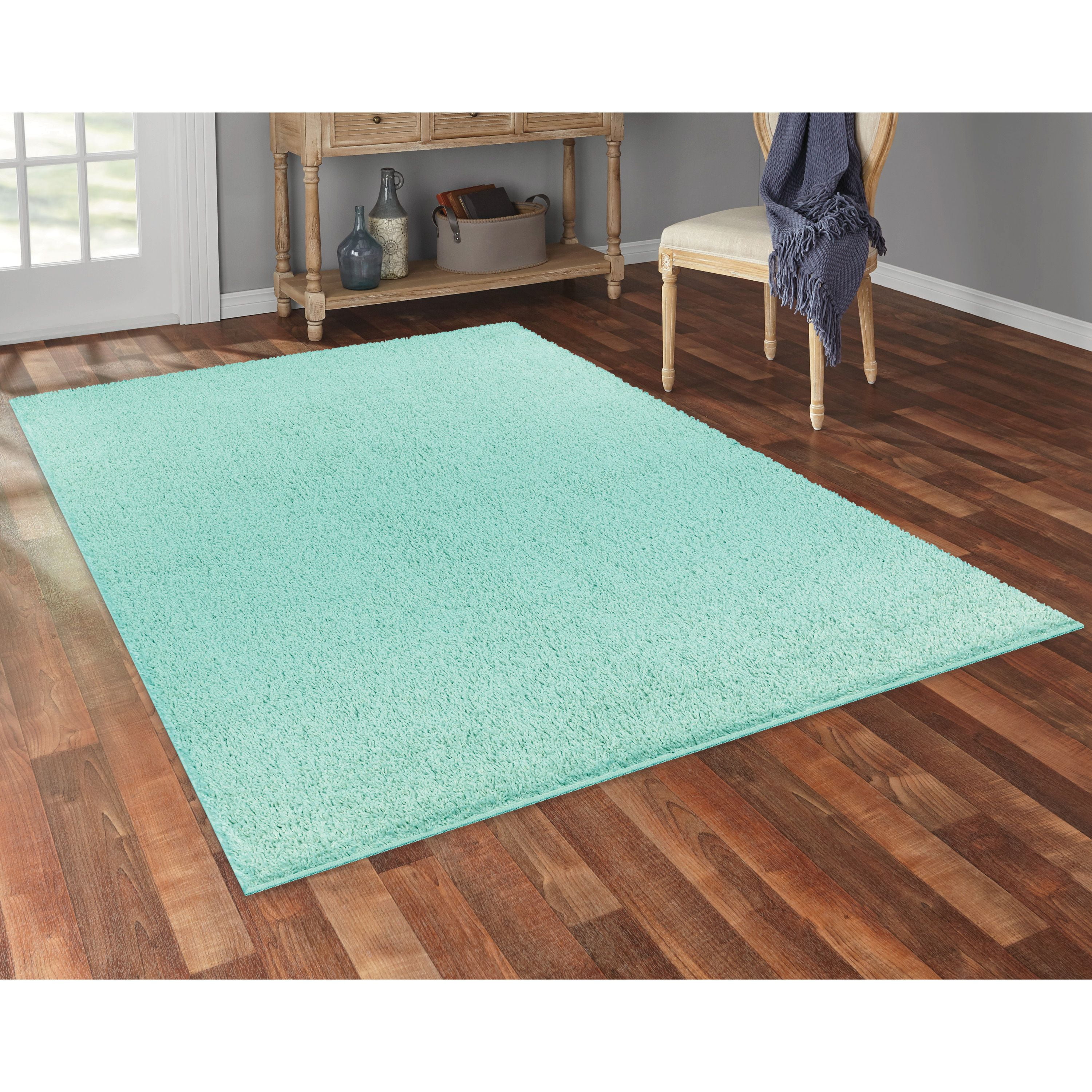Mainstays Solid Aqua Tufted Shag Indoor Area Rug, 5'X7'