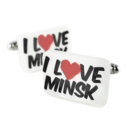 Cufflinks I Love MinskPorcelain Ceramic NEONBLOND