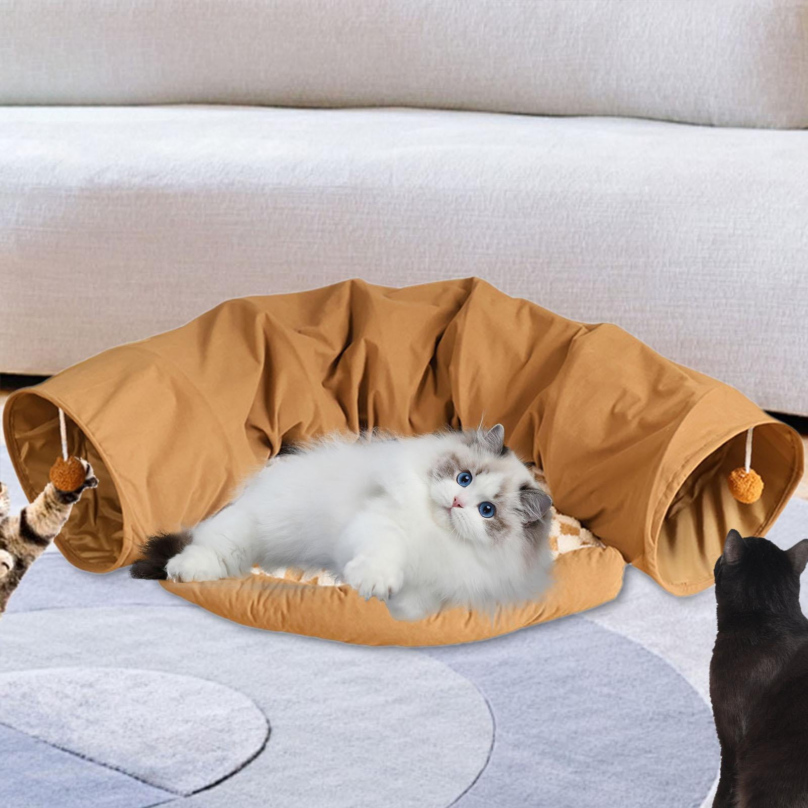 FITYLE Cat Tunnel Bed Cat Tunnel Tube Toy Interactive Cat Toy Cushion Nest Mat Dog Bed Play Tunnel Kitten for Kitty Cats Dogs Kitten