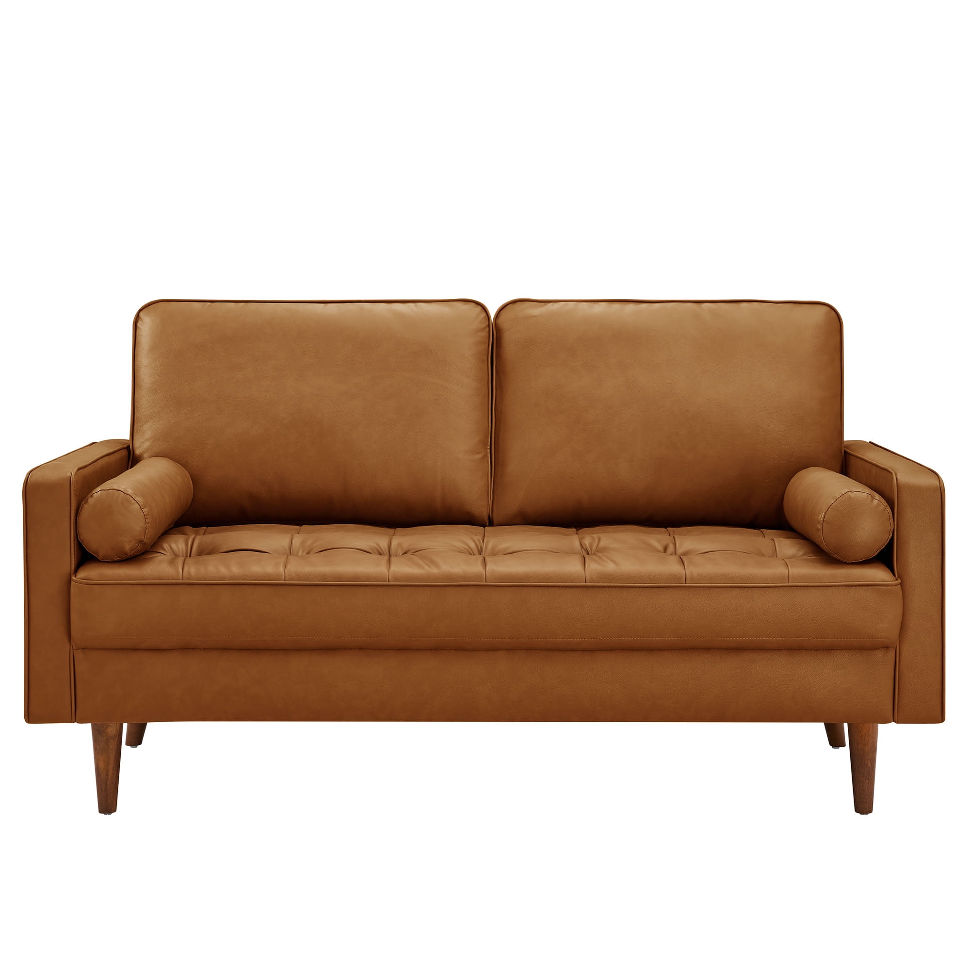 Modway Valour Tufted Vegan Leather Loveseat in Tan