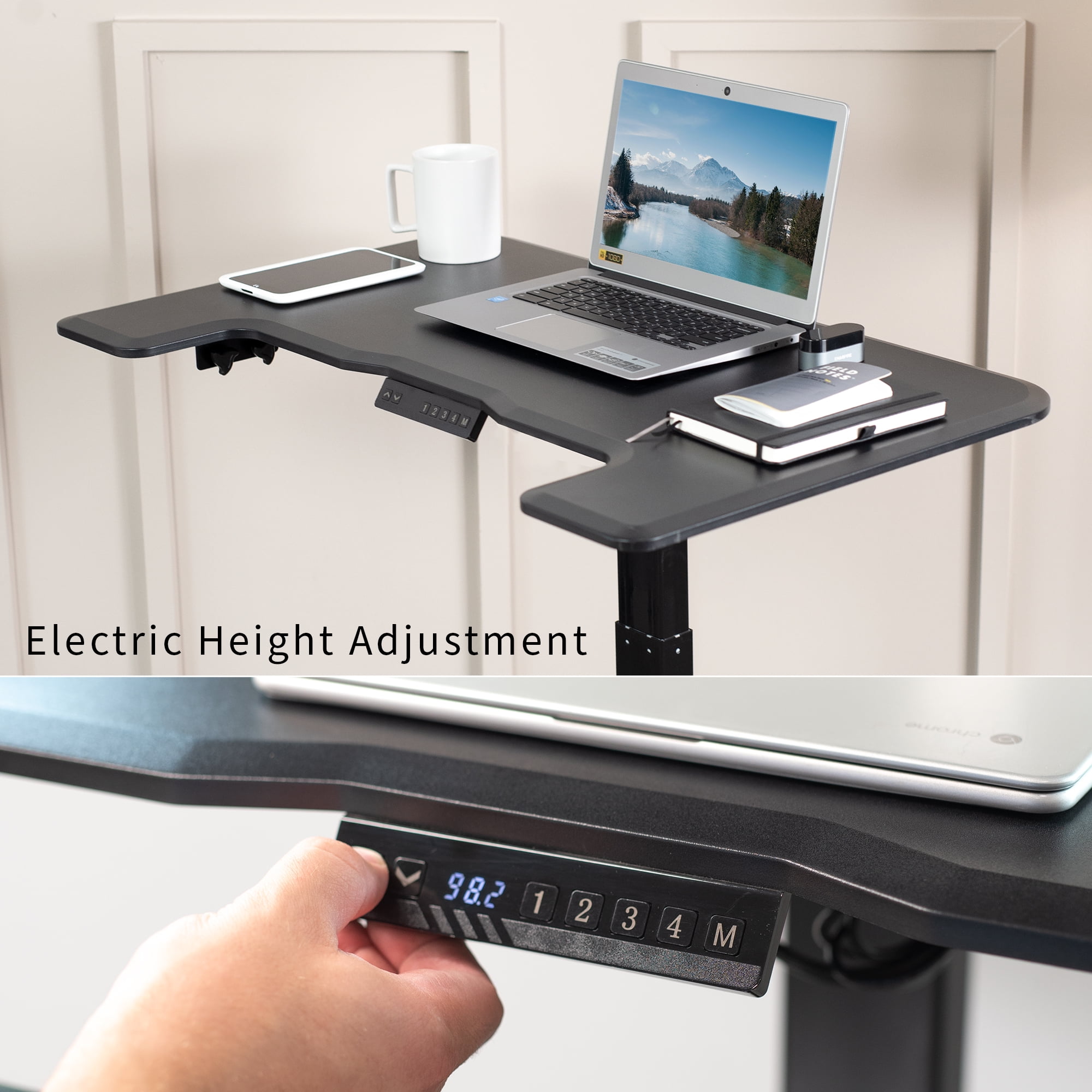VIVO Black 36" Electric Mobile Height Adjustable Two Platform Standing Desk