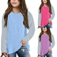 thumbnail image 2 of gcong Girls Long Sleeve Shirts, Girls Spring Fall Clothes Solid Tee T-Shirt Loose Casual Tunic Tops Teens Big Girls Blouse for 4-13 Years Light Blue, 2 of 9