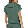 thumbnail image 2 of Women Summer Half Zip Short Outfits Sweat Lounge Tracksuit Tops Dark Green S, 2 of 9