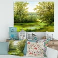 thumbnail image 2 of Designart ' Spring Trees With Green Pond ' Country Canvas Wall Art Print, 2 of 4