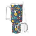 thumbnail image 2 of Pofeuu Cartoon Space Print 40oz Ice Bully With Handle And Straw Stainless Steel Vacuum Insulated Cup And 2 In 1 Straw Lid, 2 of 8