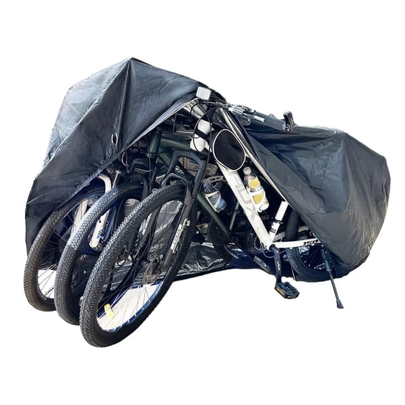Bike cover for 2 or 3 bikes, 2024 upgraded large waterproof bicycle cover with lock hole, fits mountain road electric bikes, outdoor storage protection, black