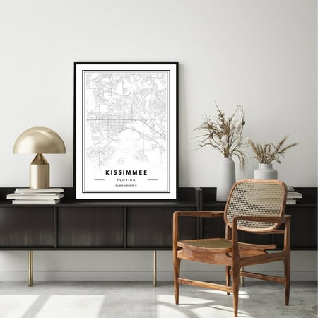 POSTER Kissimmee FL Map Print, Kissimmee Map Poster, Map Of Kissimmee, Kissimmee Map Wall Art, Minimal Kissimmee Map, Kissimmee City Map-UNFRAMED