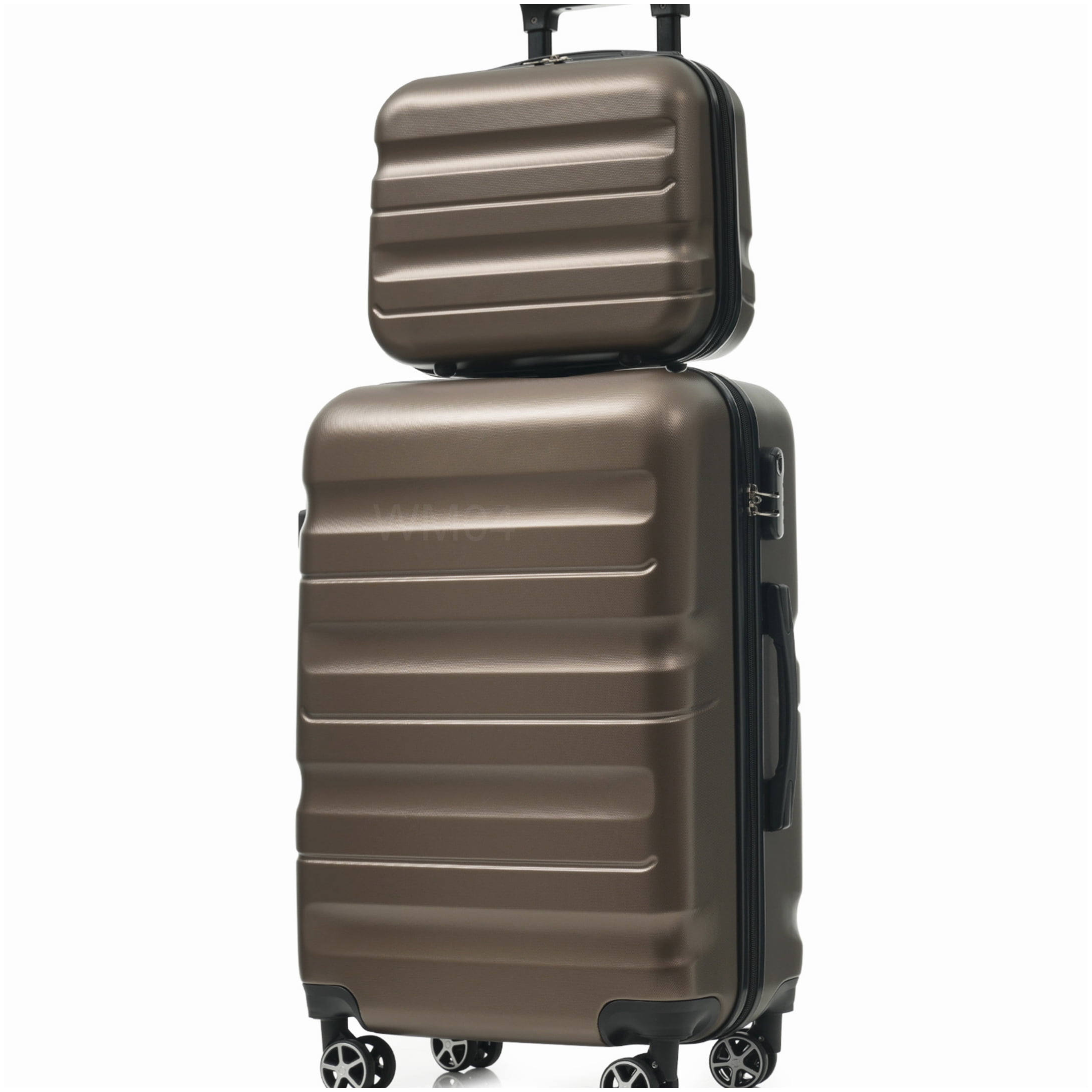 360° Spinner Wheel Luggage Set, 6-Piece ABS Hardshell Suitcases in Lightweight Design for Men and Women, Brown