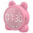 thumbnail image 1 of Children's Bluetooth Alarm Clock with Mirror Display and Sleep Trainer Functionality Pink Digital Timer for Bedside Use, 1 of 5