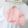 thumbnail image 2 of Ruyang Toddler Girls Cotton Linen 2 Piece Set Short Sleeve Button Down Shirts & Elastic Waist Shorts Thin Loose Casual Outfits, 2 of 8