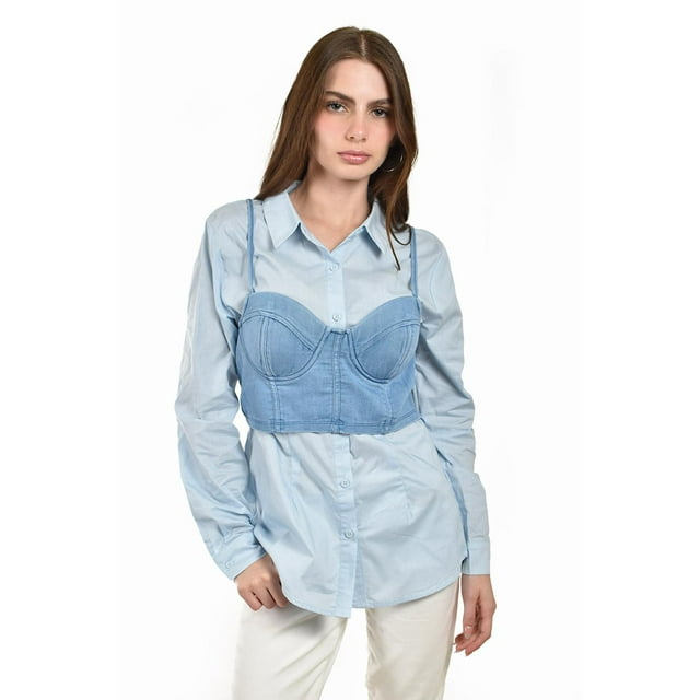 Camisa con top denim Roman Fashion /Juvenil, 55863 (Azul claro) azul G
