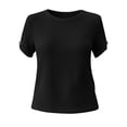 thumbnail image 5 of ClodeEU Women's Round Neck Short Sleeve T-Shirt,Casual Solid Color Loose Fit Top Black,Women's Plus XXL, 5 of 8