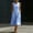 Blue, variant on Women's Linen-Blend Midi Dress, Round Neck Sleeveless with Pleated Front & Side Pockets, Casual Shift Dress Blue S
