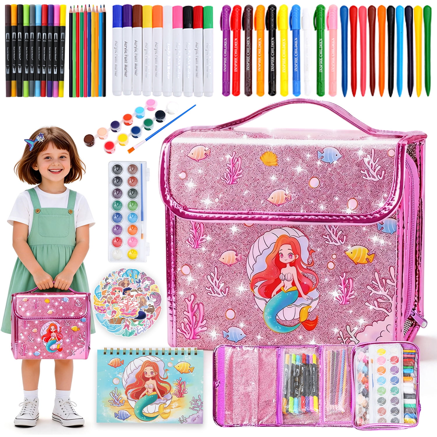 LINXUXIE, Art Supplies for Kids, 208 pcs Drawing Set with Easel