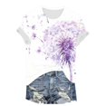 thumbnail image 4 of vigerkar Dandelion Graphic Floral T-Shirt Women Casual Summer Boho Tops Holiday Wildflowers Tee Shirts (Purple, L), 4 of 7
