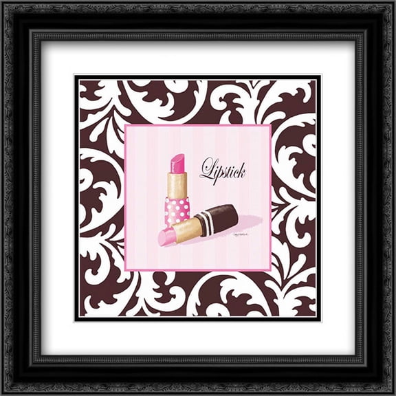 Lipstick 2x Matted 20x20 Black Ornate Framed Art Print by Middlebrook, Kathy