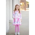 thumbnail image 3 of Millie Loves Lily Girls Pink Ballerina and Unicorns 2 Pocket Dress & Legging Set size (4-10), 3 of 5