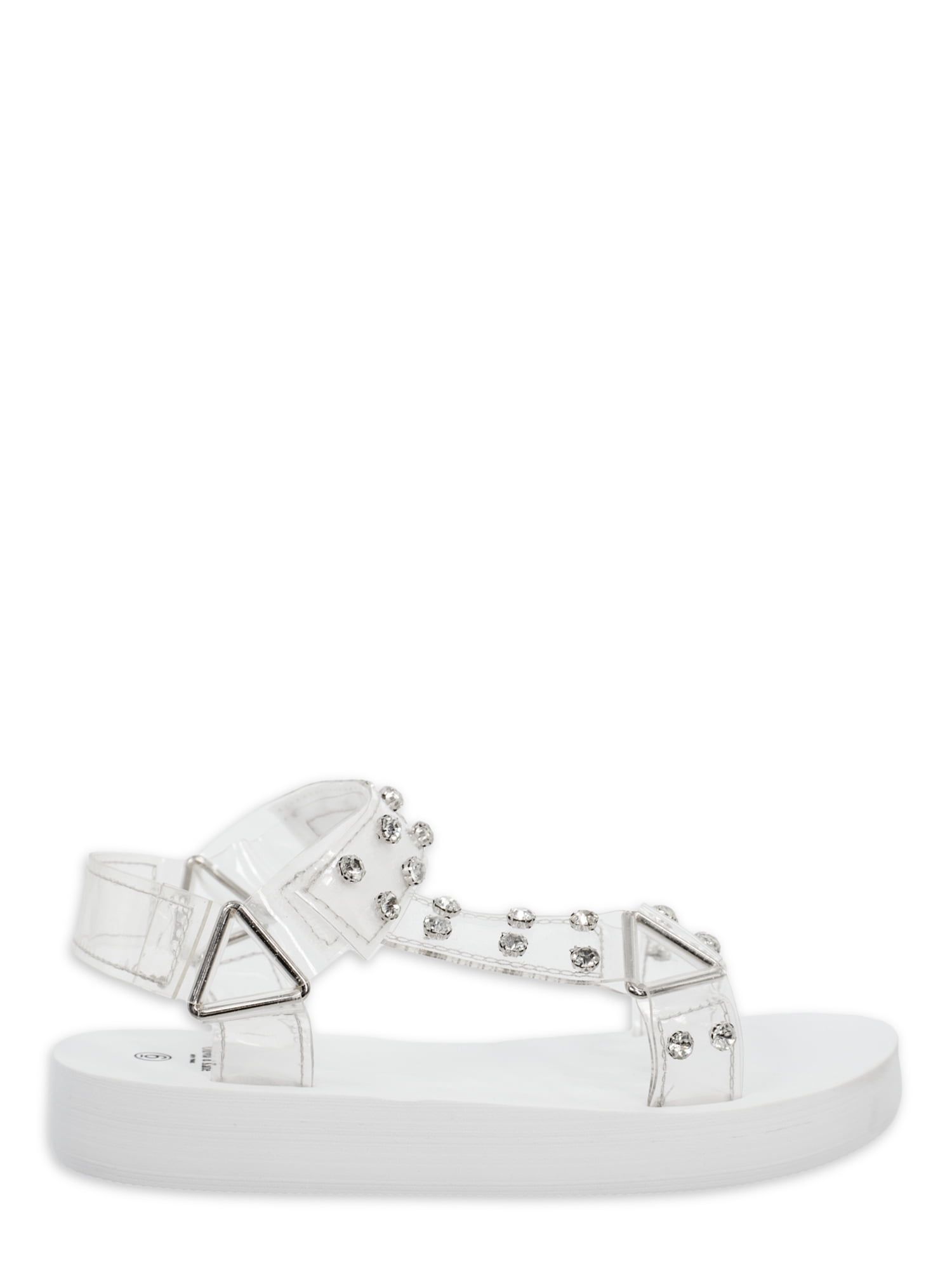 Alexis Bendel Women's Hook and Loop Bling Flat Sandals, Sizes 6-11