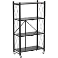 thumbnail image 6 of 4 Tier Foldable Space-Saving Shelves featuring Wheels, Spacious Capacity Shelving Unit, Freestanding Metal Wire Shelf Rack, No Assembly Space-Saving Rack Rack for Garage Kitchen, Basement,, 6 of 10