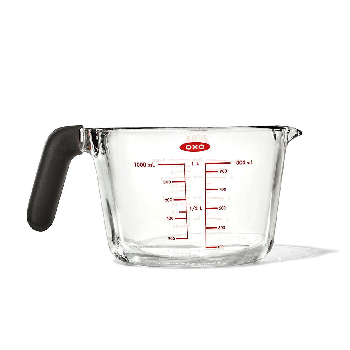 OXO 4 Cup Glass Measuring Cup, Easy-Read Measurement Markings Cup for Cooking, Baking & Liquid Ingredients
