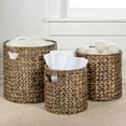 thumbnail image 4 of happimess Avery Bohemian Cottage Hand-Woven Hyacinth Cylinder Nesting Baskets with Handles, Brown (Set of 3), BSK2011B-3SET, 4 of 8